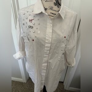 Karl Lagerfeld White Embellished Blouse